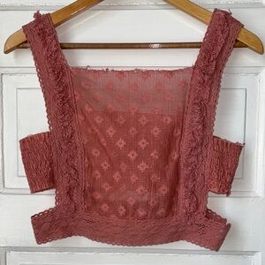Free People Dusty Rose Crochet Crop Top